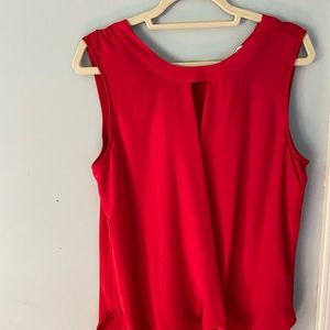 Red front crossover detail blouse, never worn.